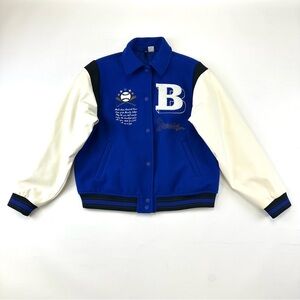 Blue white Brooklyn Stadium Jacket Mens Small embroidered
Contrasting baseball